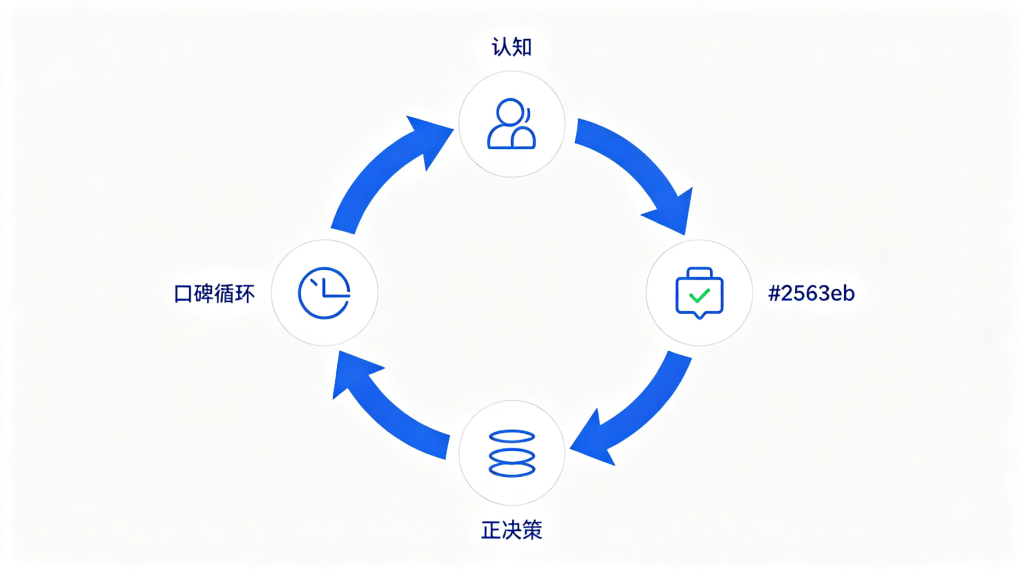 GEO 内容体系五层闭环逻辑图 从认知到口碑反哺